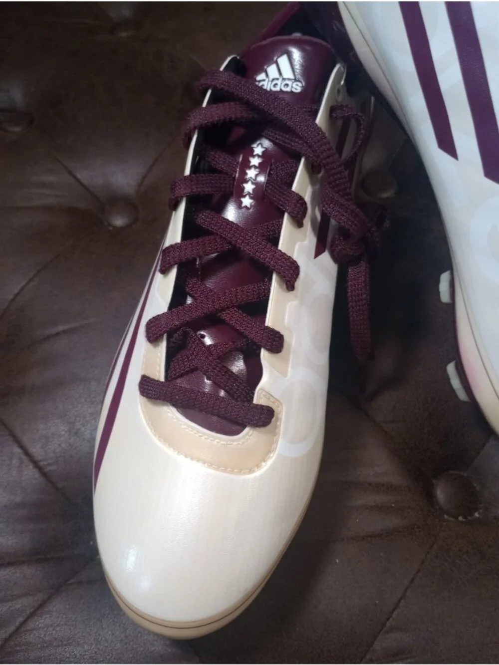 New Marrón/Purple Adidas Adizero 5-Star Soccer/Football Cleats Mens Size 15